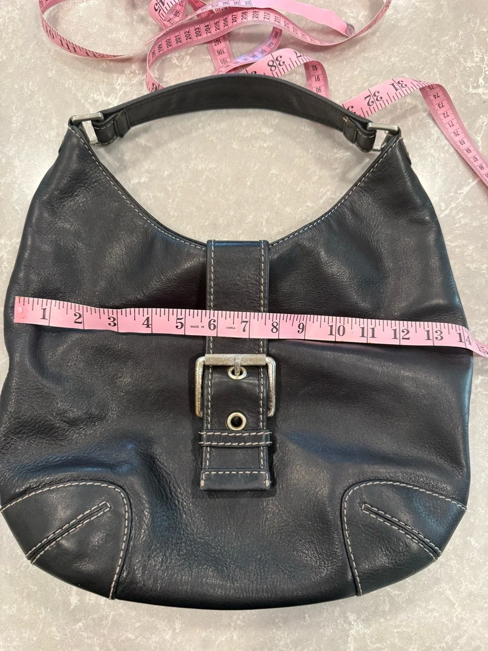 Michael Kors Black Leather Hobo Shoulder Bag Buckle Y2K Slouchy